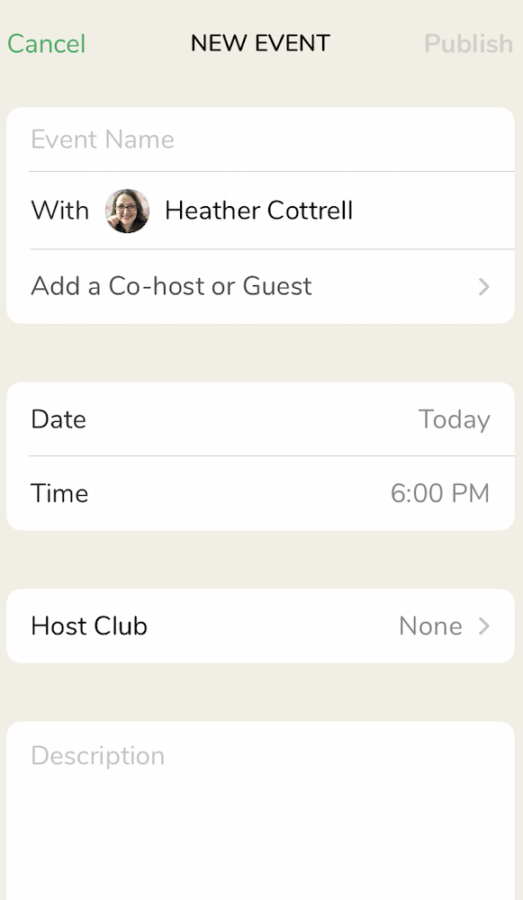 How Bloggers Use Clubhouse to Grow - New Event screenshot pictured