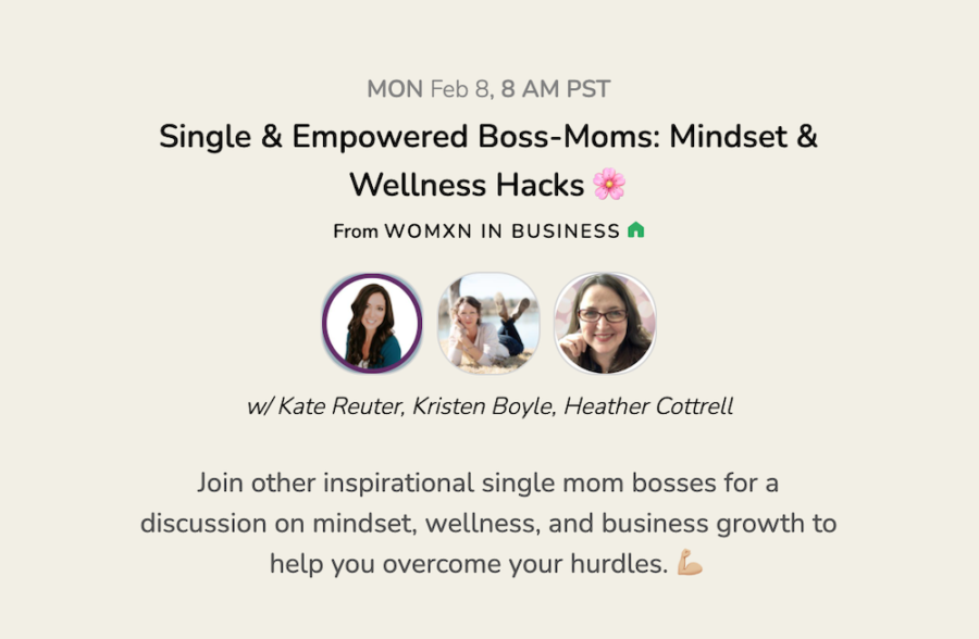 Single Empowered Boss Moms Clubhouse room for single mom bloggers and business builders screenshot pictured